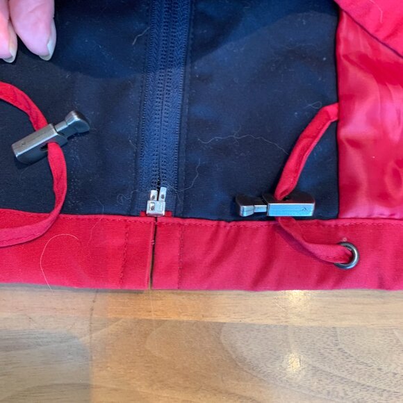 Thunder Bay rain jacket sz 8, cherry red, hood, patch pockets, lined, - Picture 5 of 16